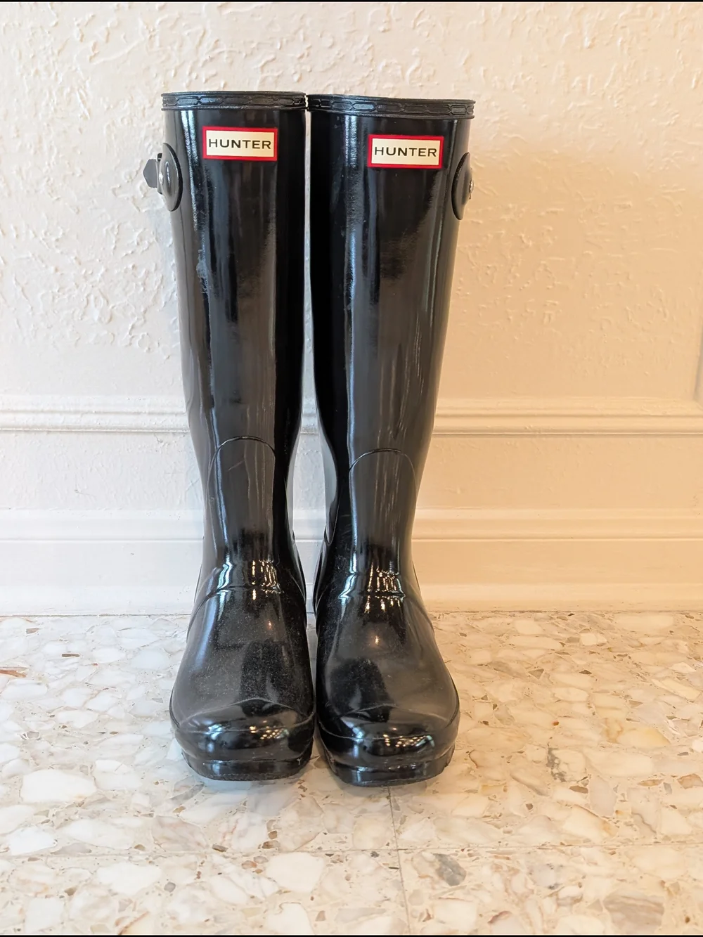 Hunter Women's Gloss Tall Rain Boots in Black